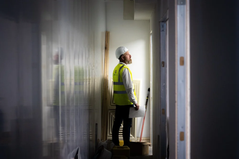 A man inspecting an installation