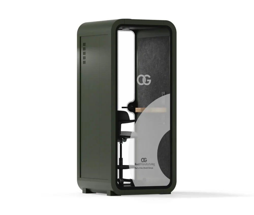 a dark small modern pod