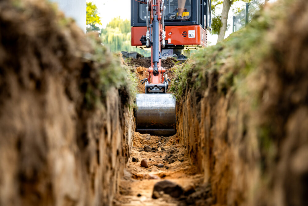 A trench being dug